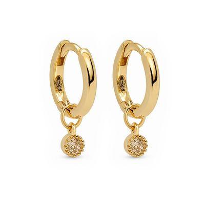 Hinged Hoops Symbols Dotty Zirconia Champaign 