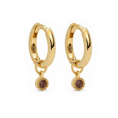 Hinged Hoops Symbols Dotty Zirconia Chocolat 