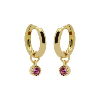 Hinged Hoops Symbols Dotty Zirconia Ruby Red