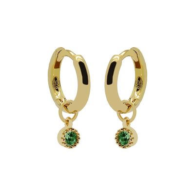 Hinged Hoops Symbols Dotty Zirconia Emerald Green