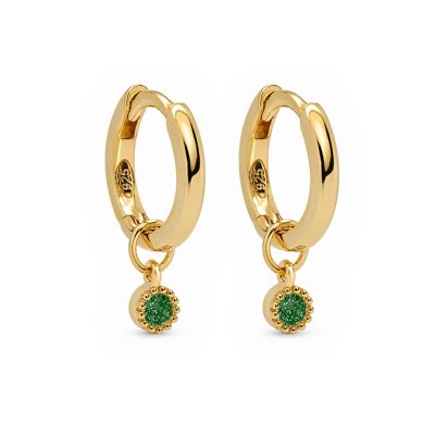 Hinged Hoops Symbols Dotty Zirconia Emerald Green