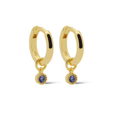 Hinged Hoops Symbols Dotty Zirconia Jeans Blue