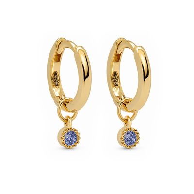 Hinged Hoops Symbols Dotty Zirconia Jeans Blue