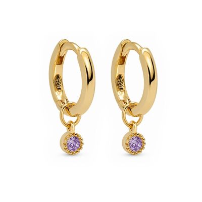 Hinged Hoops Symbols Dotty Zirconia Lavender