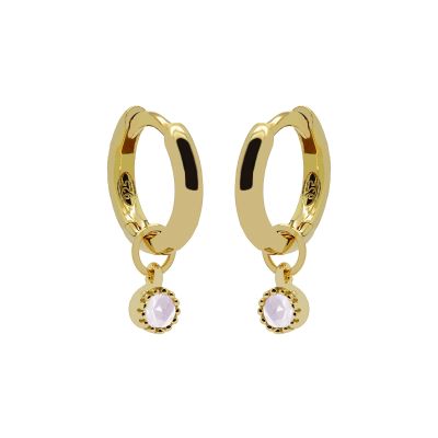 Hinged Hoops Symbols Dotty Zirconia Opal White