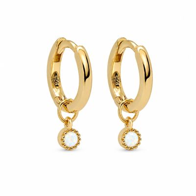 Hinged Hoops Symbols Dotty Zirconia Opal White