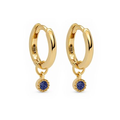 Hinged Hoops Symbols Dotty Zirconia Blue