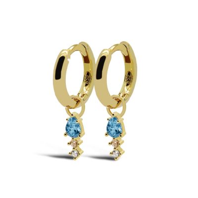 Hinged Hoops Duo Drop Light Blue
