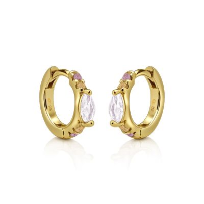 Hinged Hoops Oval Zirconia Opal White 12MM