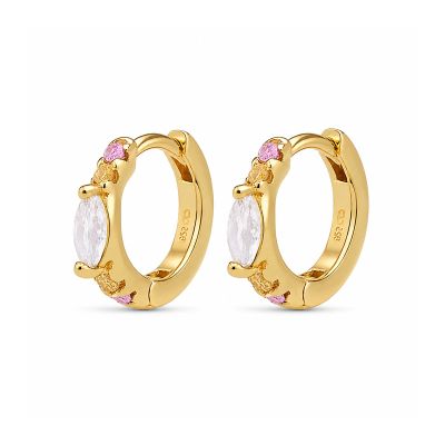 Hinged Hoops Oval Zirconia Opal White 12MM