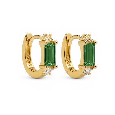 Hinged Hoops Mira Zirconia Emerald Green 12MM