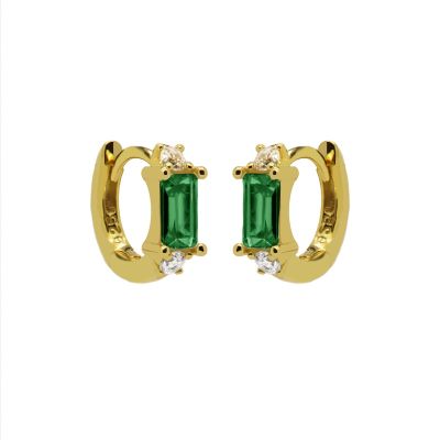 Hinged Hoops Mira Zirconia Emerald Green 12MM