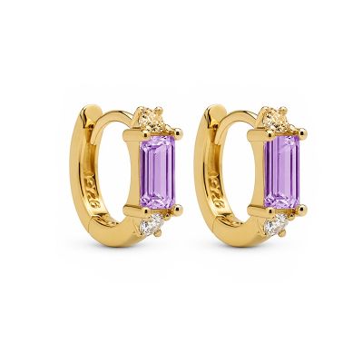 Hinged Hoops Mira Zirconia Lavender 12MM