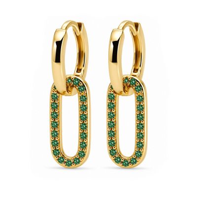 Hinged Hoops Inez Zirconia Double Emerald Green