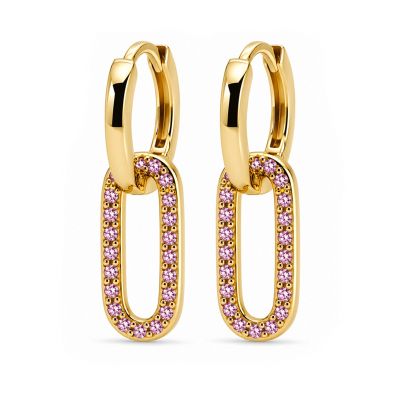 Hinged Hoops Inez Zirconia Double Pink