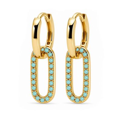 Hinged Hoops Inez Zirconia Double Turquoise