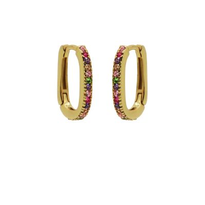 Hinged Hoops Zirconia Square Colours