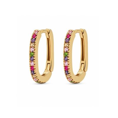 Hinged Hoops Zirconia Square Colours