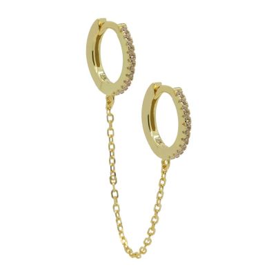 Hinged Hoops Double Chain Champaign