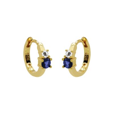 Hinged Hoops Double Zirconia Blue