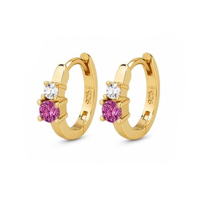 Hinged Hoops Double Zirconia Ruby Red