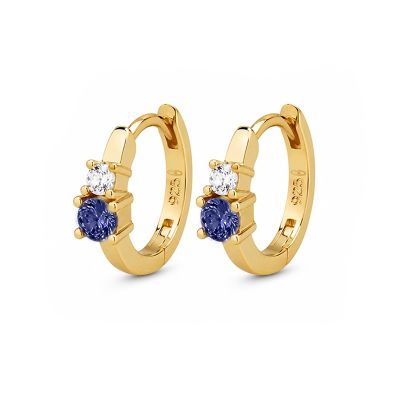 Hinged Hoops Double Zirconia Blue
