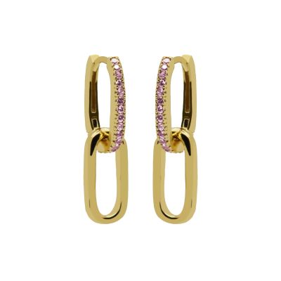 Hinged Hoops Densely Zirconia Pink