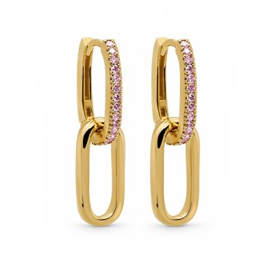 Hinged Hoops Densely Zirconia Pink