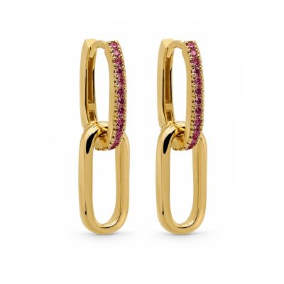 Hinged Hoops Densely Zirconia Ruby Red