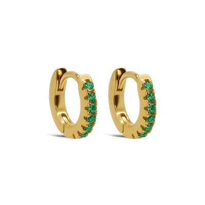 Hinged Hoops Zirconia Beau 10MM Emerald Green