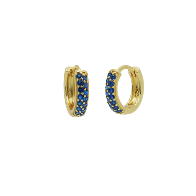 Hinged Hoops Wide Double Blue Zirconia