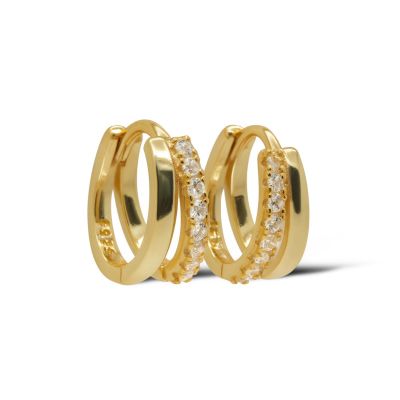Hinged Hoops Double Plain Zirconia Moosi 12MM