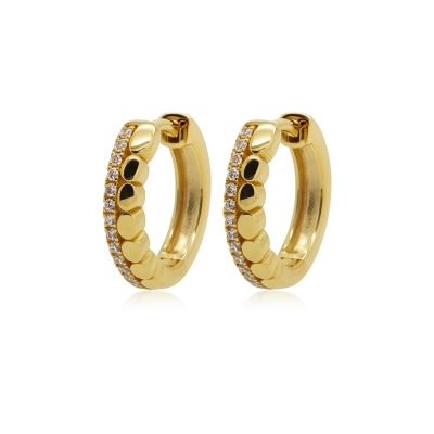 Hinged Hoops Aeris Dots Zirconia Row 14MM