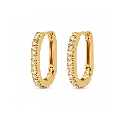 Hinged Hoops Zirconia Square Champaign 12MM