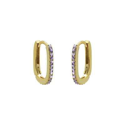 Hinged Hoops Zirconia Square Lavender 12MM