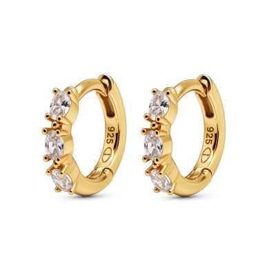 Hinged Hoops NOREEN Plain Zirconia Oval 12MM 