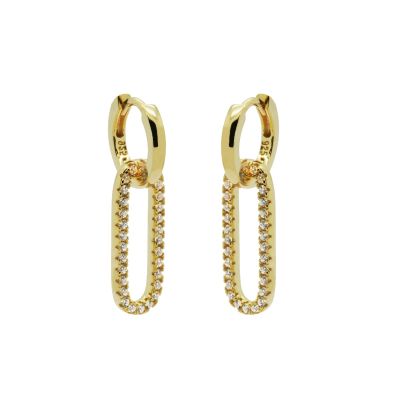 Hinged Hoops Dangling Zirconia Square