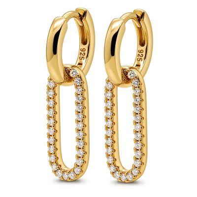 Hinged Hoops Dangling Zirconia Square