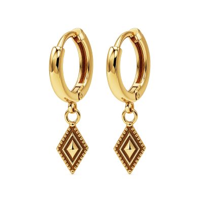 Hinged Hoops Dots Line Diamond