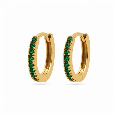Hinged Hoops Zirconia Emerald Green 13MM