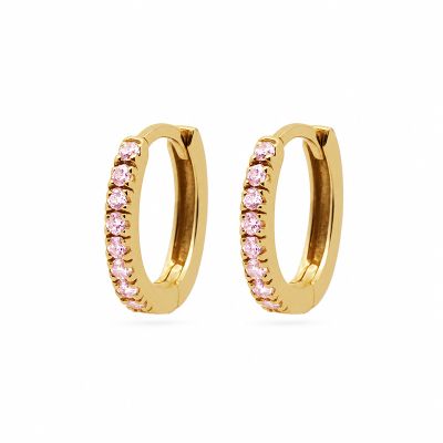 Hinged Hoops Zirconia Pink 13MM