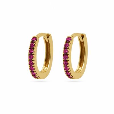 Hinged Hoops Zirconia Ruby Red 13MM
