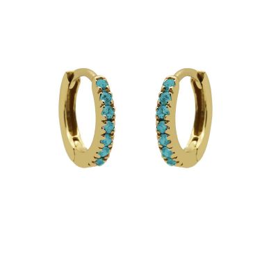 Hinged Hoops Zirconia Turquoise 13MM