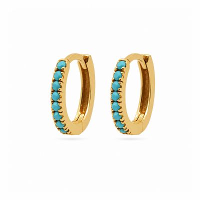 Hinged Hoops Zirconia Turquoise 13MM
