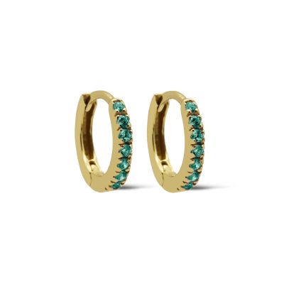Hinged Hoops Zirconia Teal Blue 13MM