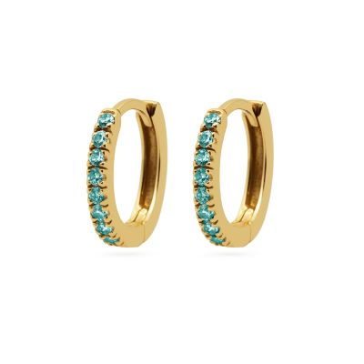 Hinged Hoops Zirconia Teal Blue 13MM