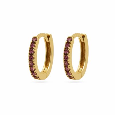 Hinged Hoops Zirconia Wine Red 13MM