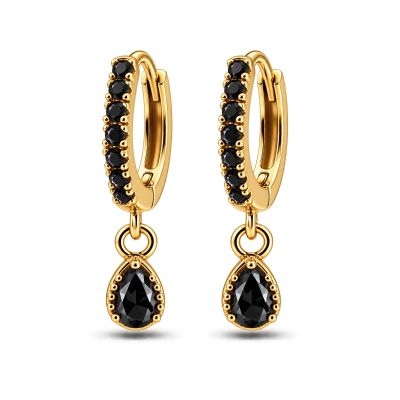 Zirconia Black Hinged Hoops Drop