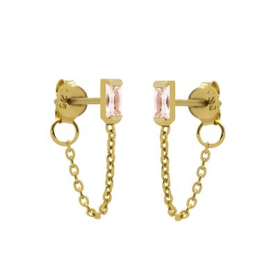 Chain Zirconia Single Square Champaign
