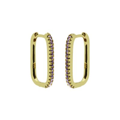 Hinged Hoops Zirconia Square 20MM Lavender